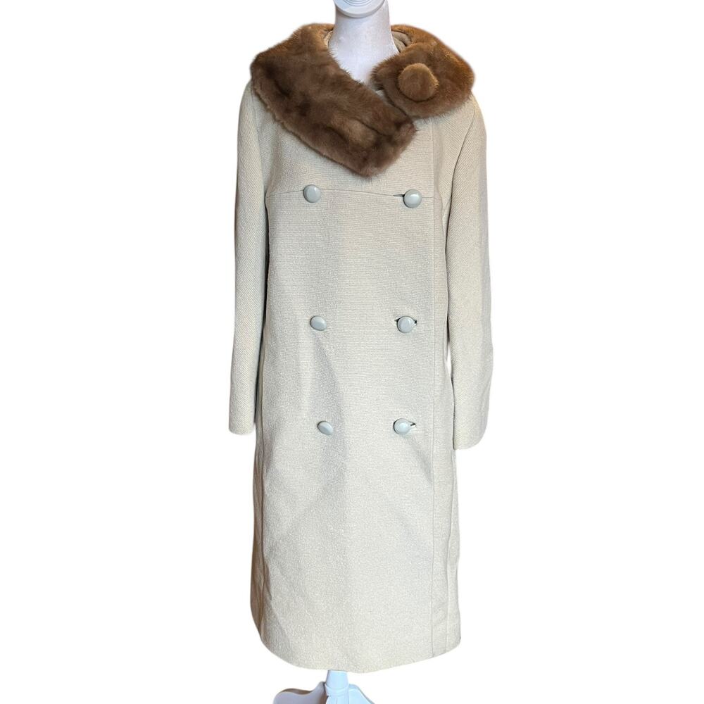 VTG Davidsons I Sairi Original Ladies wool Coat with mink Fur Collar